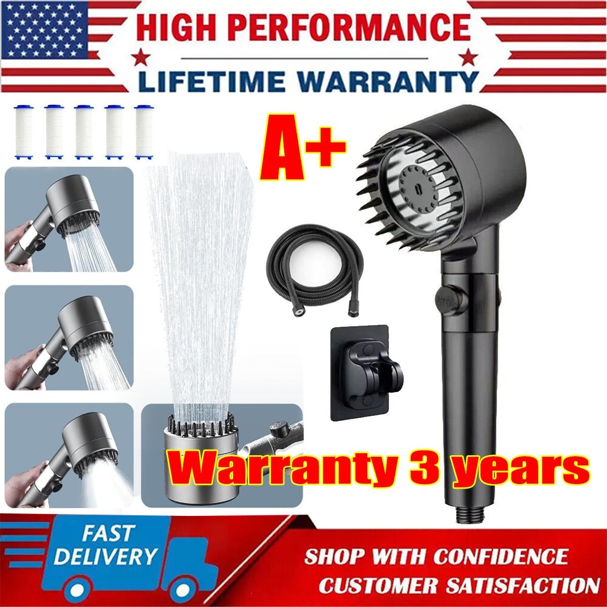 Drivse Iondrops Showerhead with Filters for Hard Water Handheld off Switch New