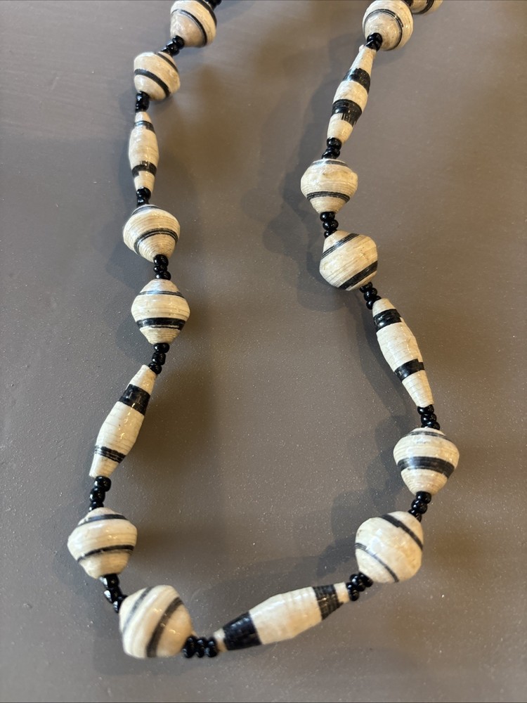 Long African Paper Beaded Necklace