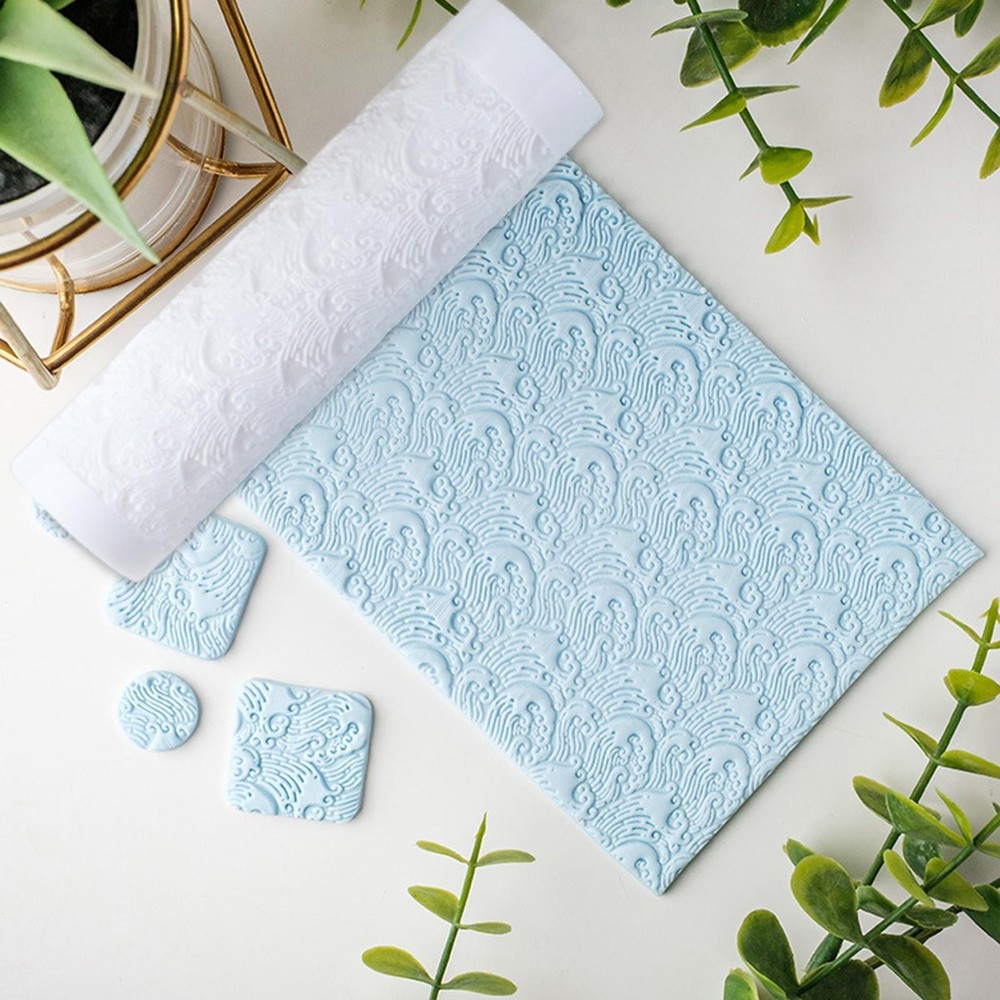 Ocean Wave Clay Texture Pottery Roller for DIY Arts Crafts Projects
