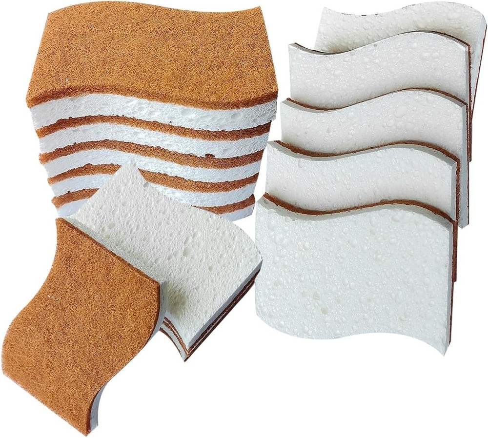 12Pcs Biodegradable Natural Kitchen Sponge Non-Scratch Dish Sponges