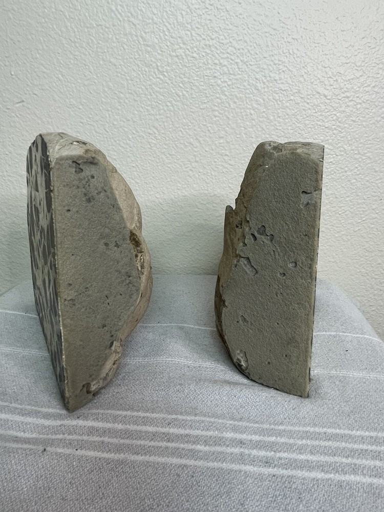 Serpentine Geode Slice Polished Dragon Stone Bookends