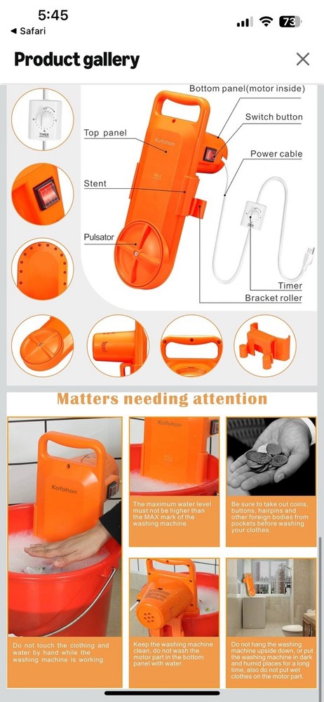 Portable Washing Machine Small Mini Hand Compact Semi Automatic Washer (CGF)