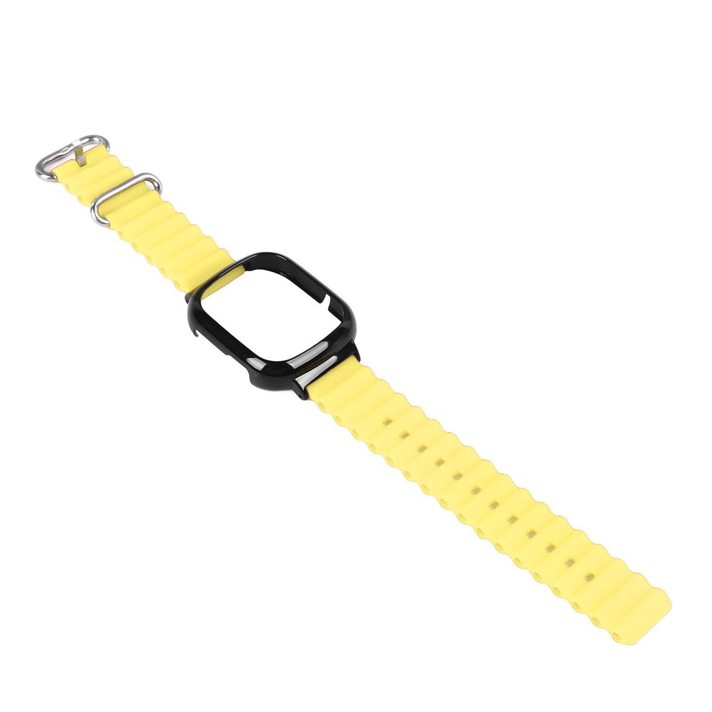 Silicone Watch Band With Case Replacement For Honor 4 Adjustable Strap (Yellow)