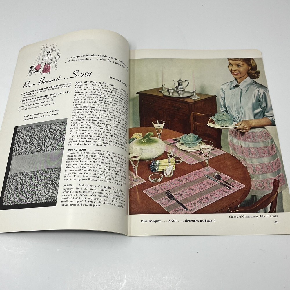 1956 Coats & Clark's Hostess Book Crochet Needlework Pattern 325