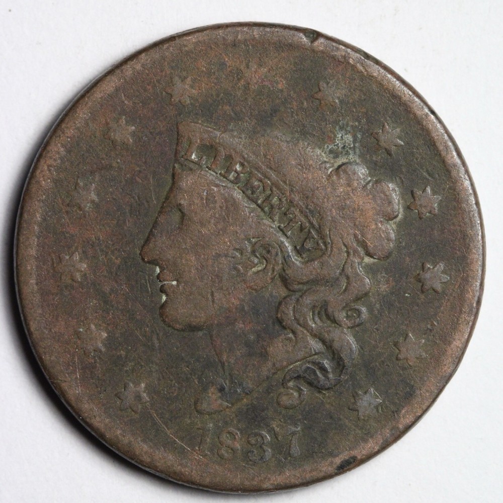 1837 Coronet Head Large Cent CHOICE FINE E147 VYCS