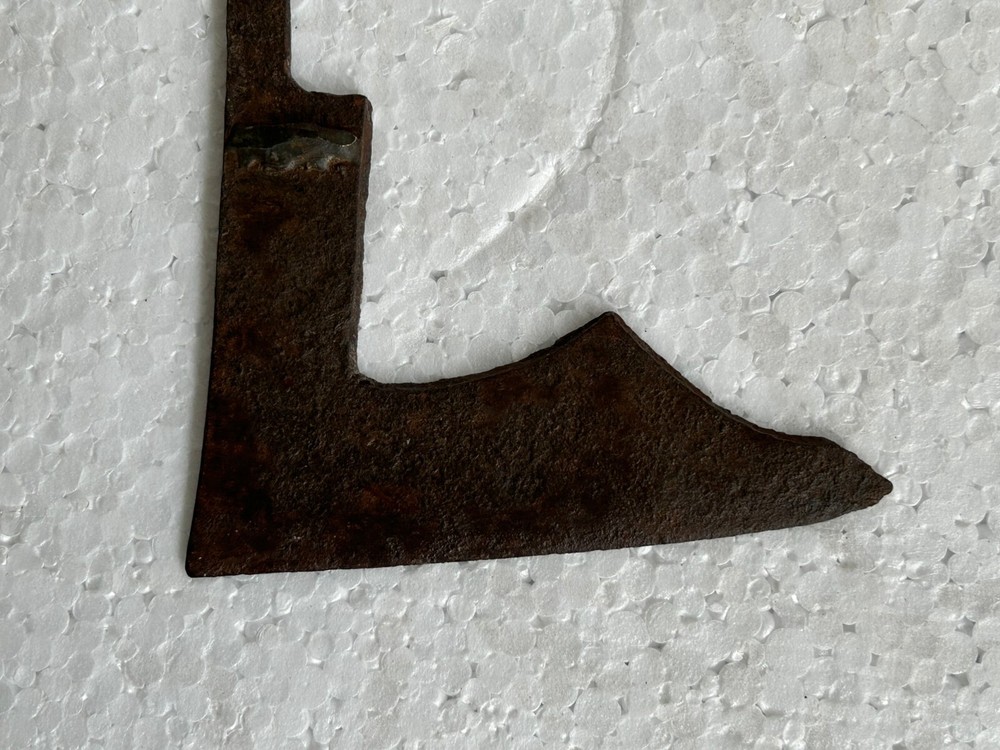 VINTAGE HAND FORGED RUSTIC IRON UNIQUE L SHAPE DOUBLE BIT HEAD HATCHET AXE TOOL