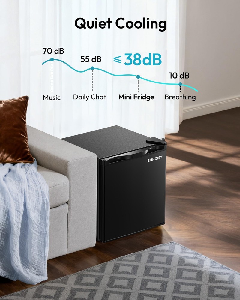 1.7 Cu.Ft Mini Fridge, Reversible Single Door Compact Refrigerator, Adjustabl...