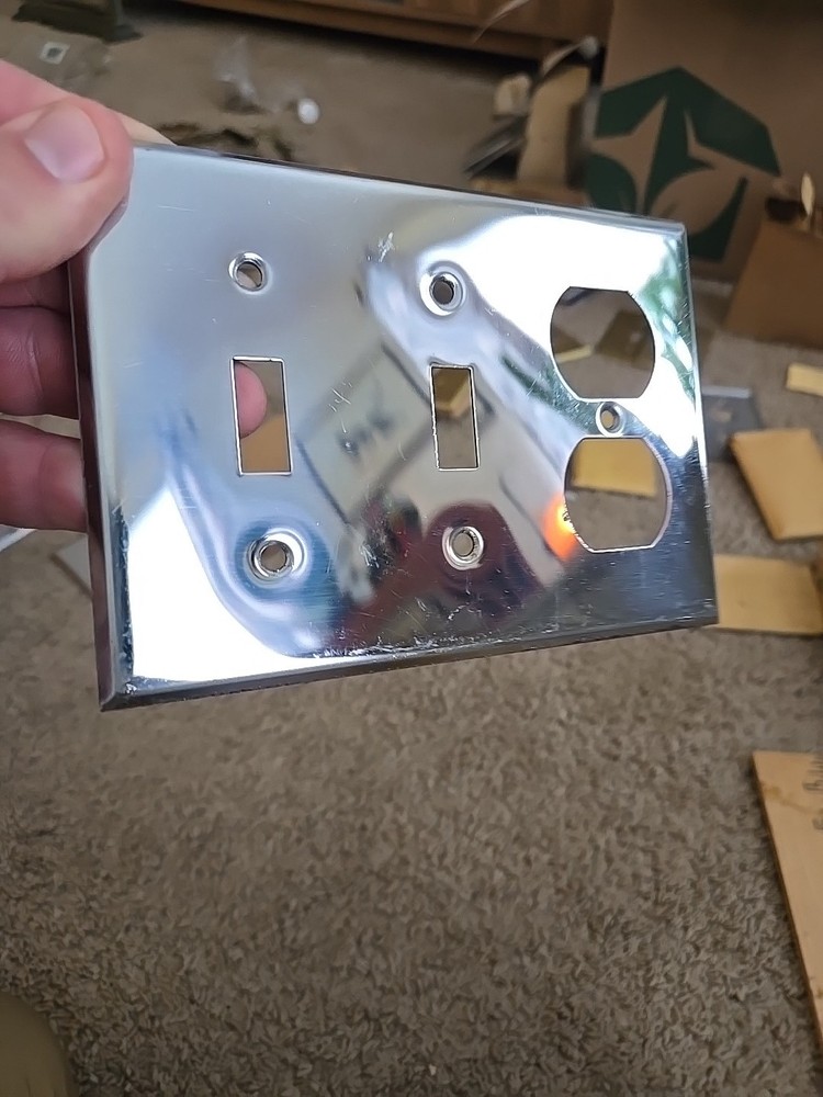 Vintage Chrome Double Toggle Double Outlet Wall Plate