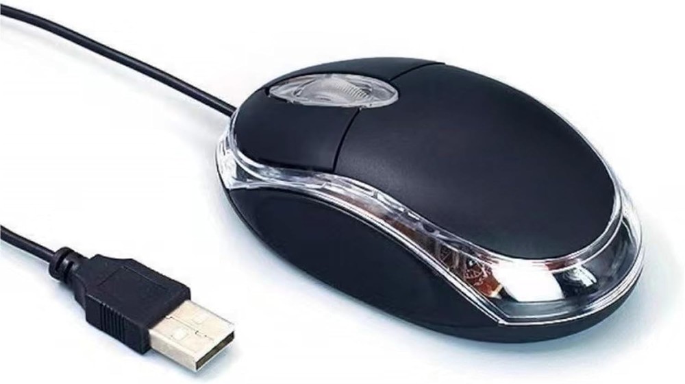 Sleek USB Wired Optical Mouse with Ergonomic Design for Comfort & Precision