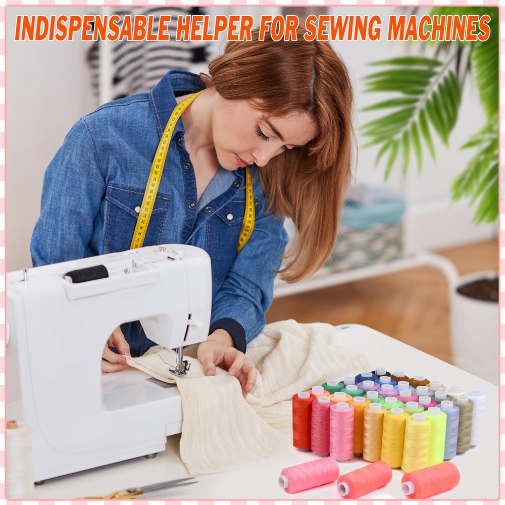 125 Pcs Sewing Thread Kit, 36 Assorted Colors Machine Threads with Spools, 400