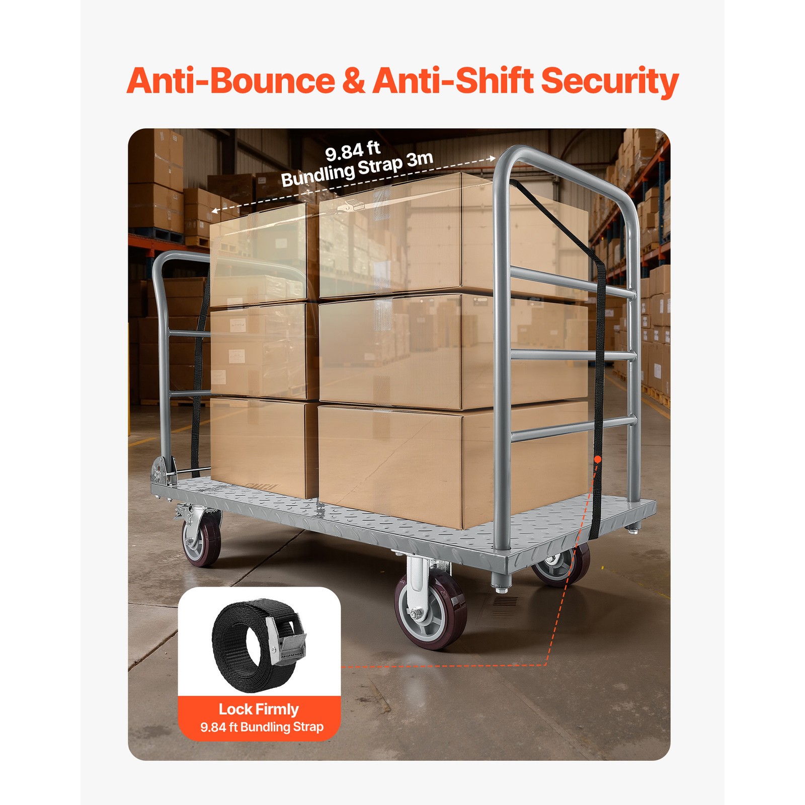 Uimoso Heavy Duty Foldable Platform Cart, 2650 lbs Capacity with Wheels