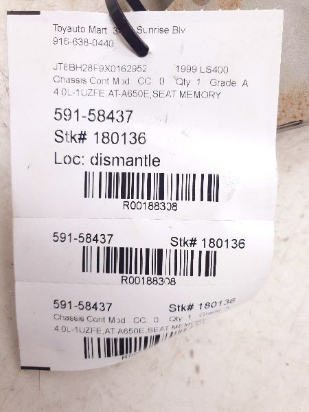 97-00 LEXUS LS400 SEAT POSITION MEMORY CONTROL MODULE ECM ASSEMBLY