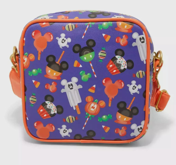 Loungefly Crossbody: Mickey Mouse Disney HALLOWEEN TREATS AOP Purple Bag Candy