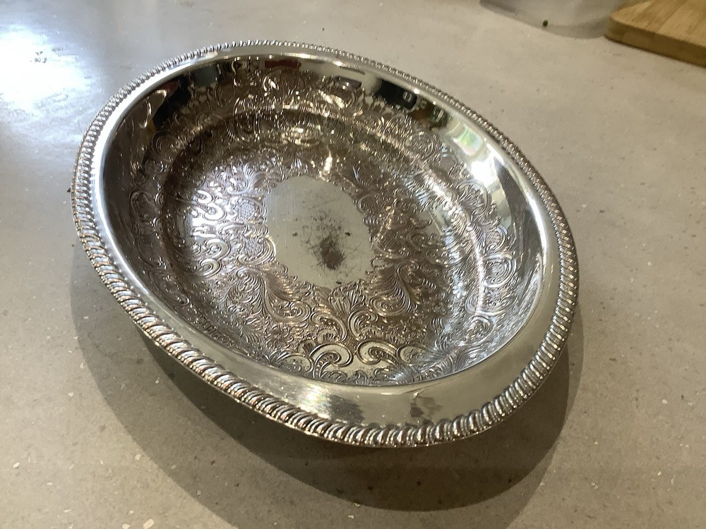 Georgian Style Serving Dish Silver Plate on Copper.