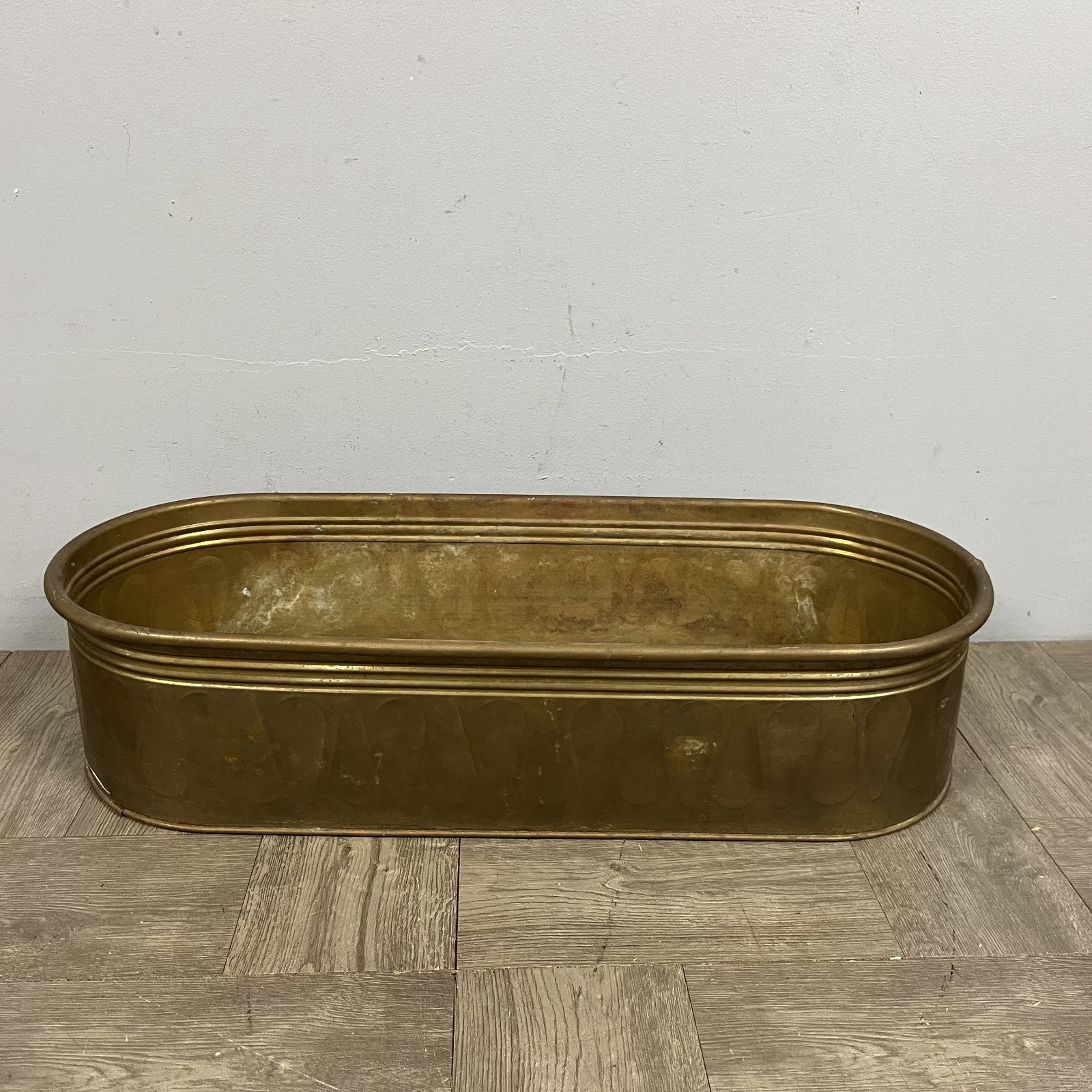 VTG 20" Oval Copper Garden Cache Pot Trough Planter Herb Window Box Farmhouse