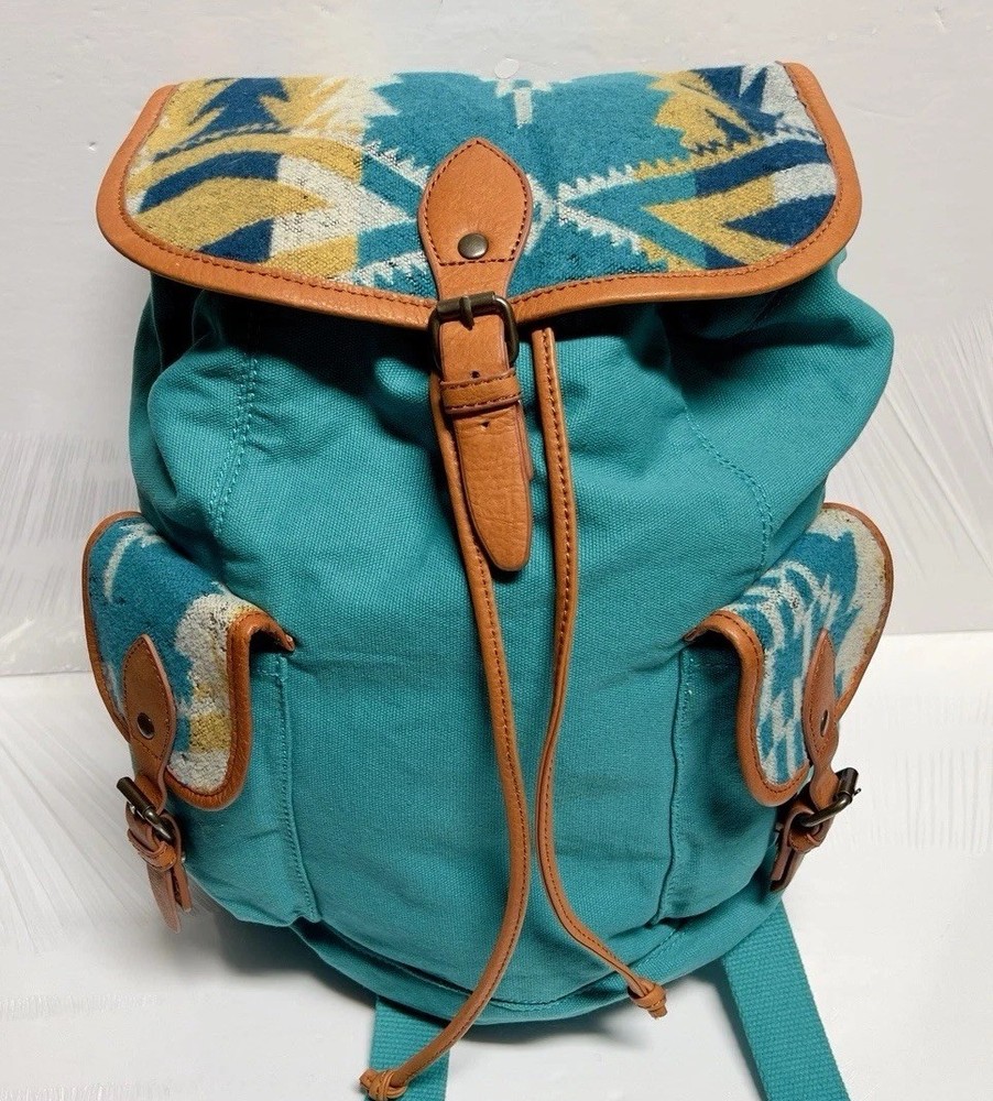 New Pendleton SUNSET PASS Southwestern TURQUOISE Drawstring Backpack Rucksack