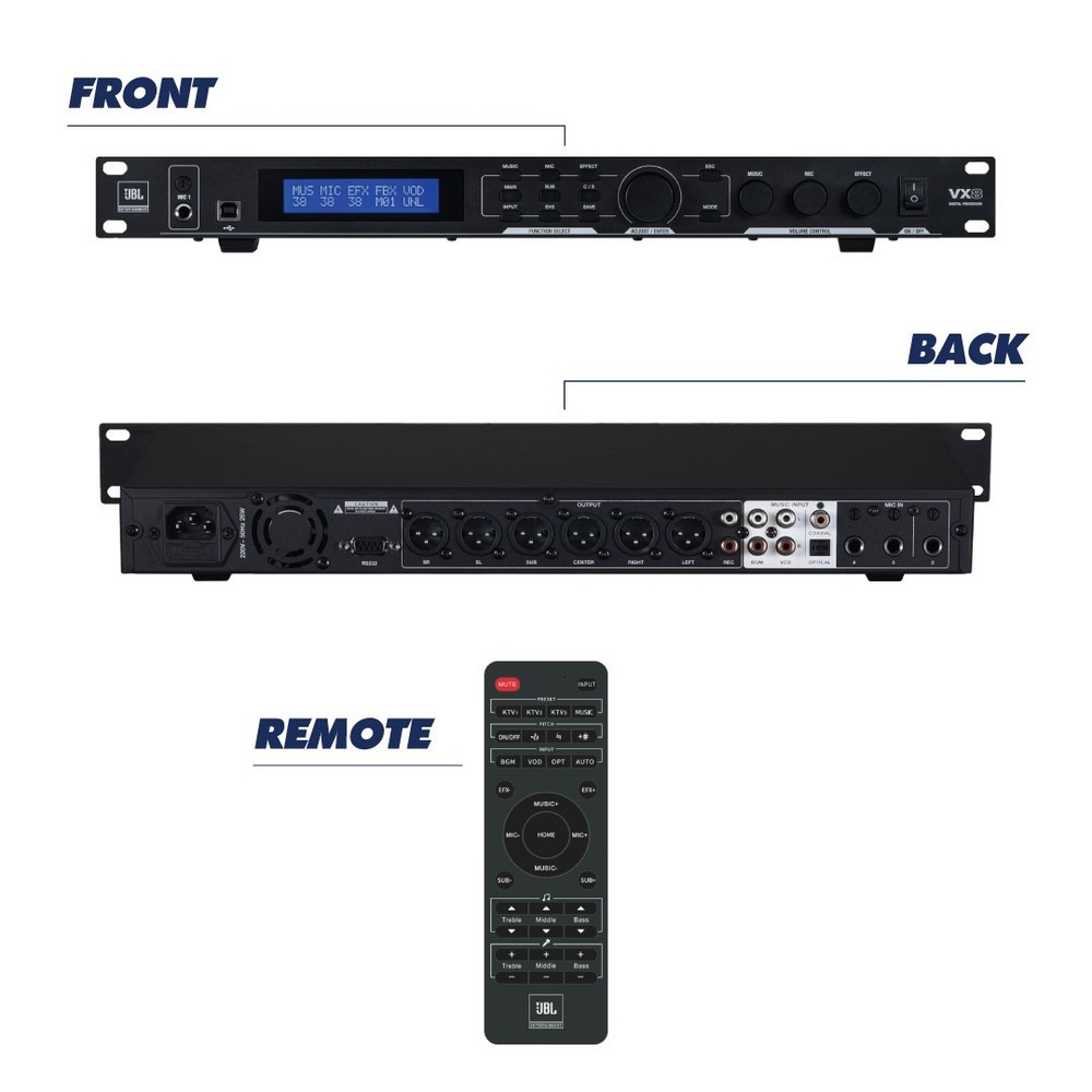 JBL VX8 Professional Digital Audio Processor with Remote–Echo/Reverb/EQ-1 Yr WRT