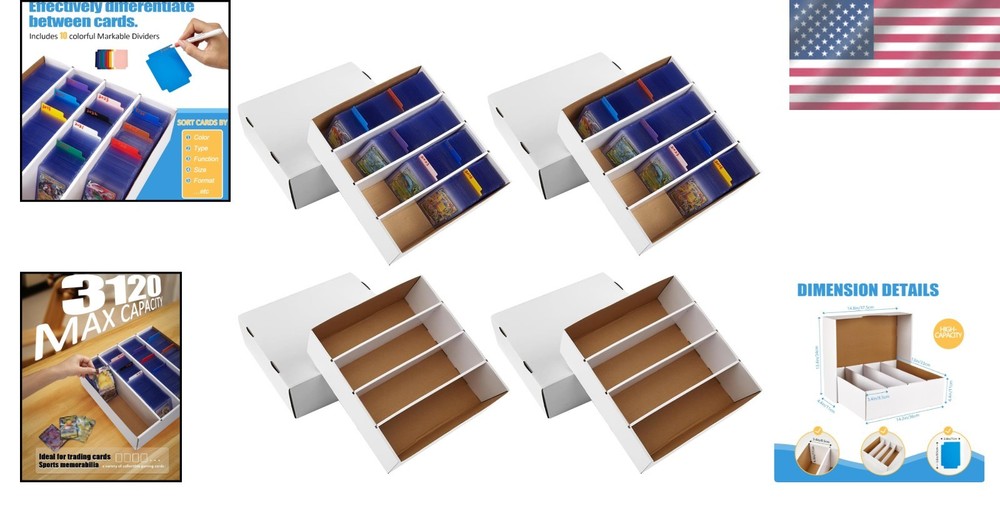 Eco-Friendly 4 Pack Card Storage Boxes – Durable Design, Easy Assembly & Storage