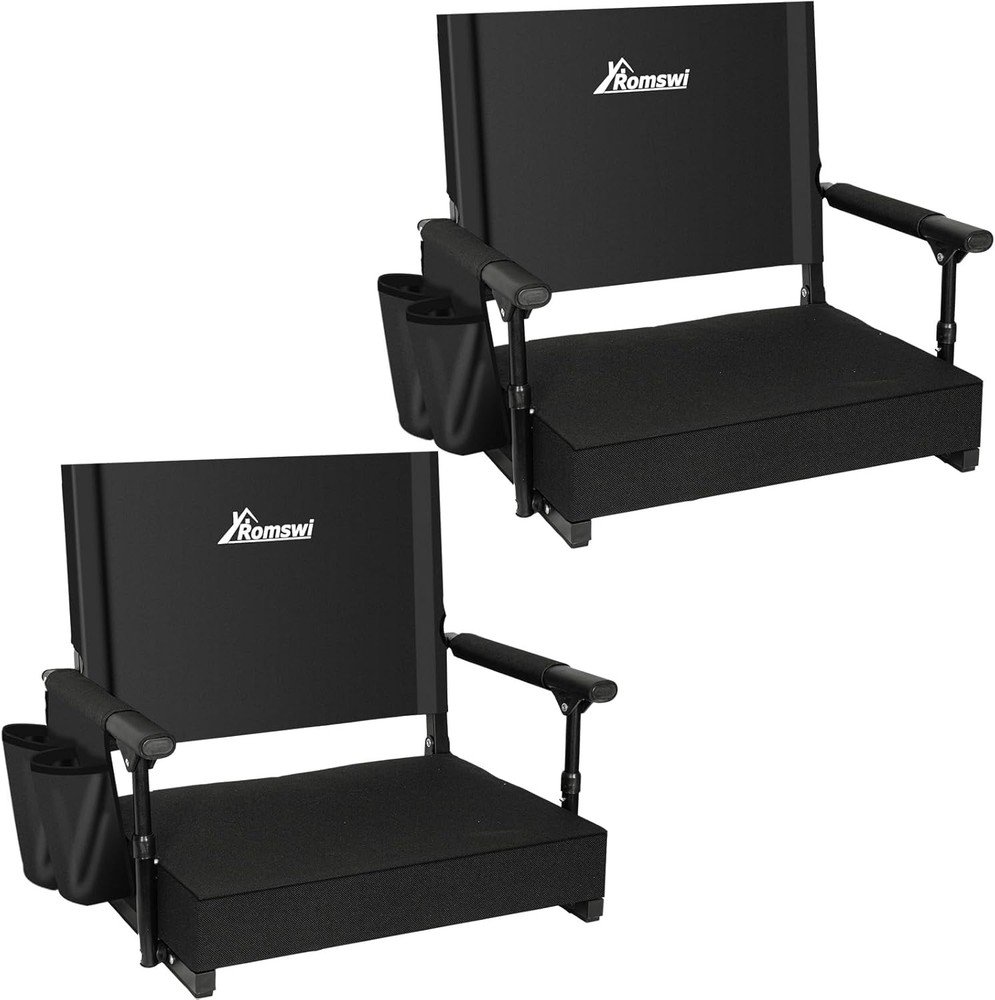 2-Pack 2.8" Thick Stadium Seats W/ Back Support & Armrests Lightweight Bleacher