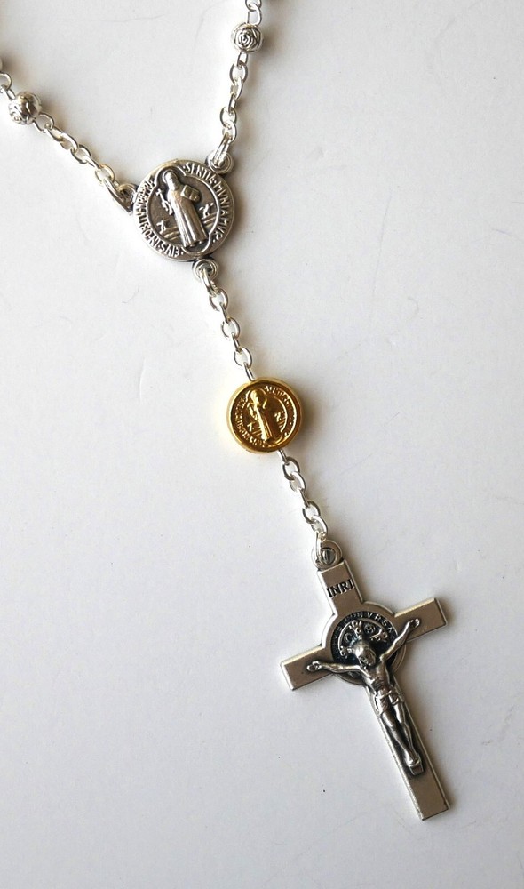 Saint Benedict Silver Tone Small Rosary