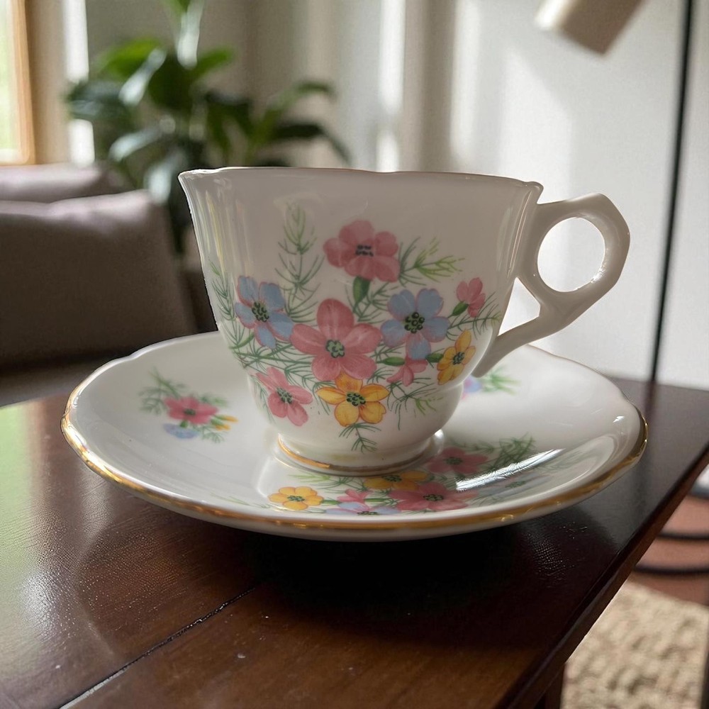 Vintage Floral Tea Cup and Saucer Set