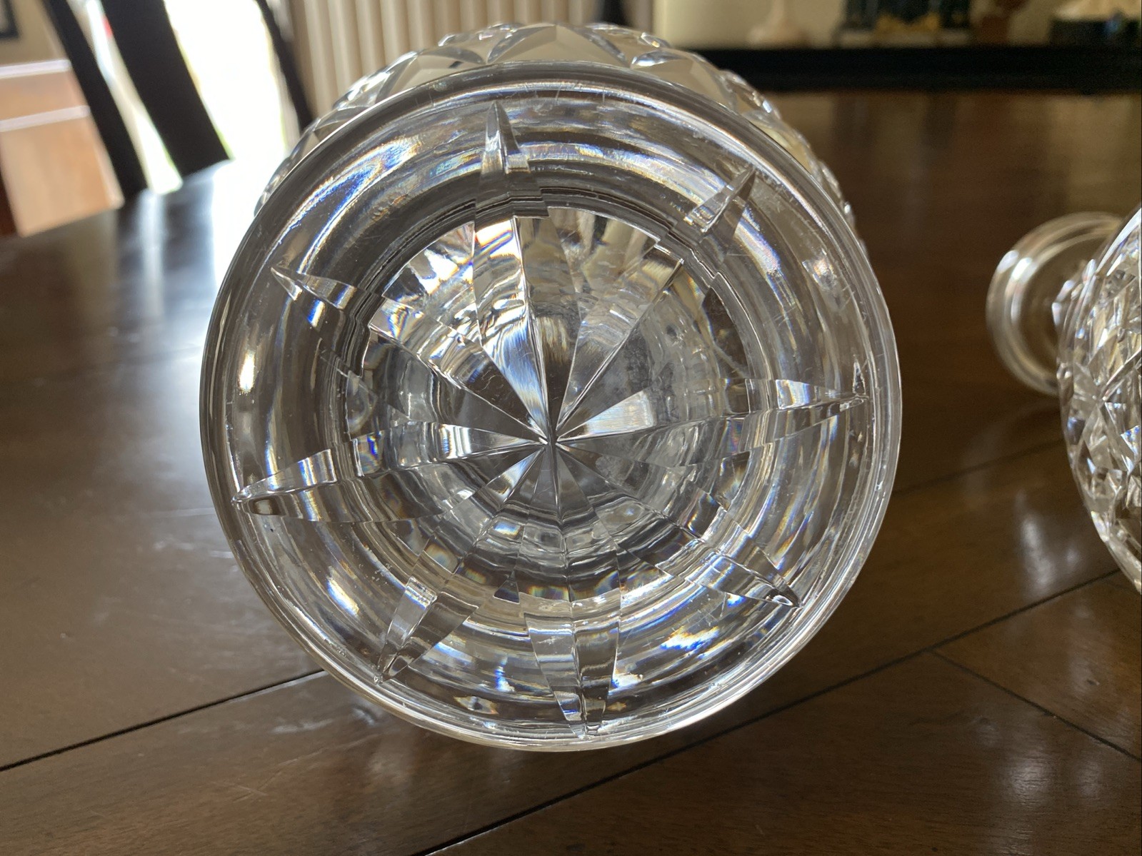 Set Of 2 Waterford Lismore 12" Crystal Liquor Brandy Decanters W/Stoppers Signed