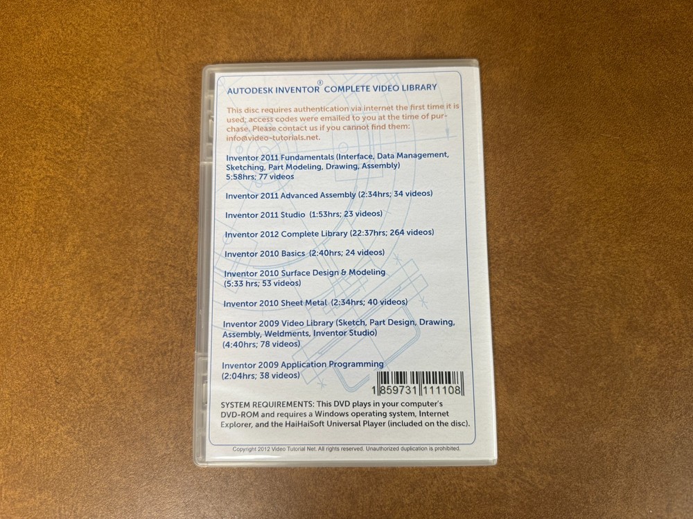 AutoDesk Inventor Complete Library Video Tutorial DVD *No Codes or Serial Number