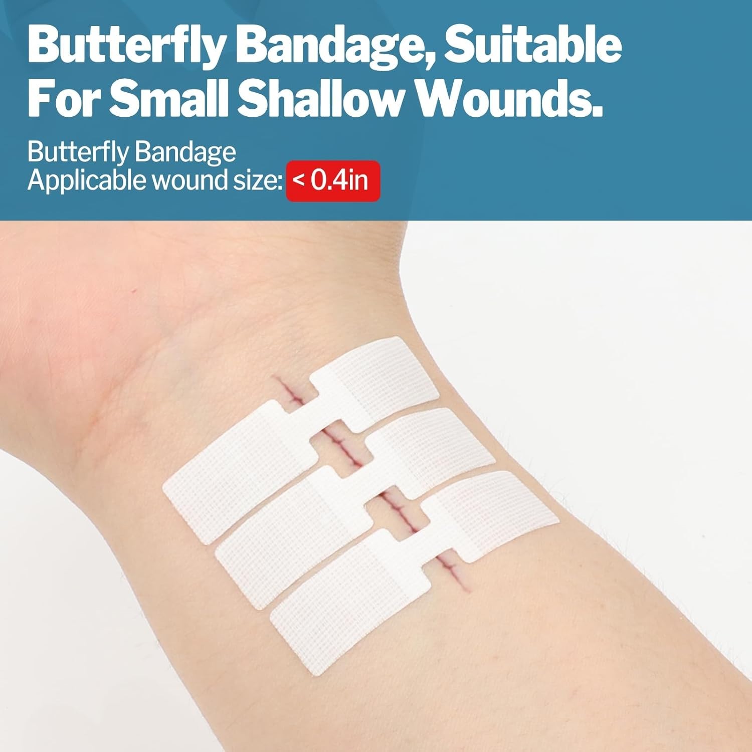 14 Pack Emergency Wound Closure Strips, Butterfly Bandages, Emergency Laceration
