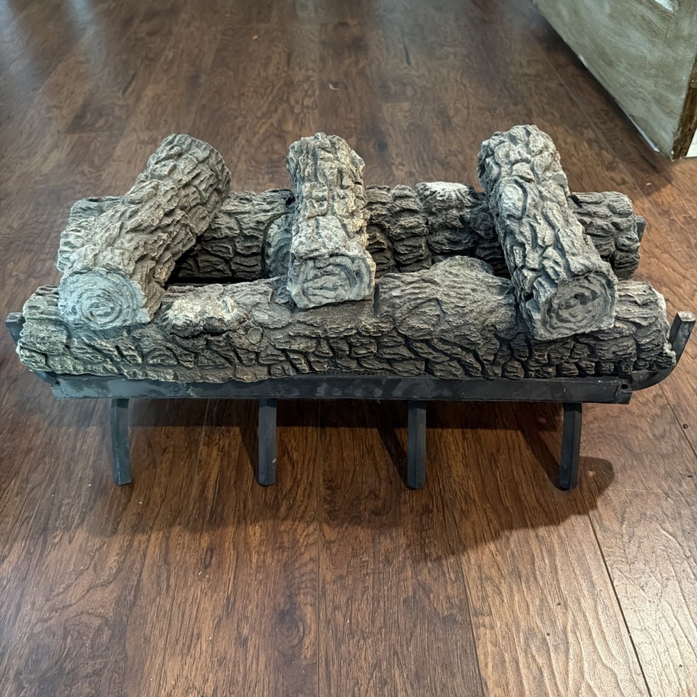gas fireplace log set with burner