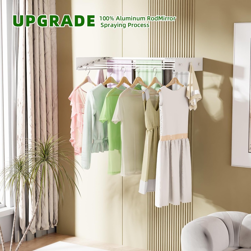 Wall Mounted Drying Rack for Laundry 40'', Folding Drying Rack Clothing Wall ...