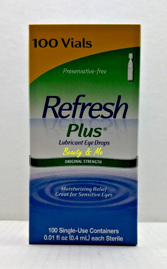 Refresh Plus Lubricant Eye Drops,  Moisturizing Relief, 100 Single Vials