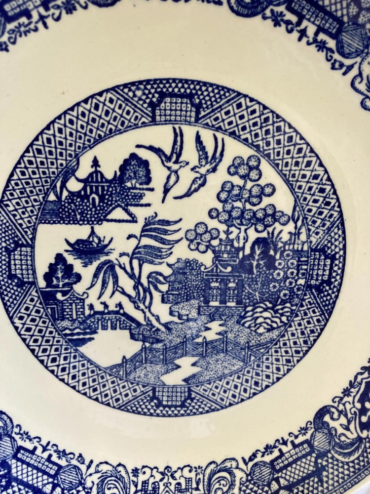 Vintage Blue Willow Ware Style Transferware Plate