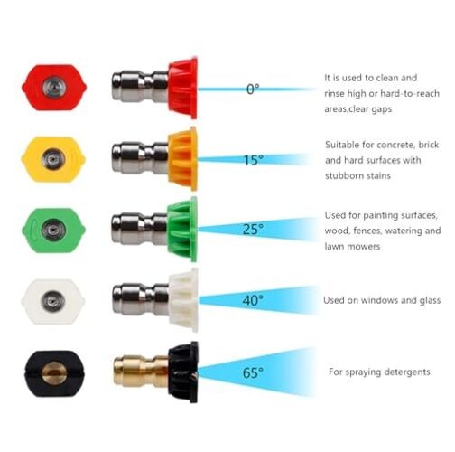 Pressure Washer Spray Nozzle Tip Set with 5 Multiple Degrees 1 Multicolore