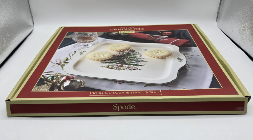 Spode Christmas Tree Sculpted Square Serving Tray 12.5in NEW