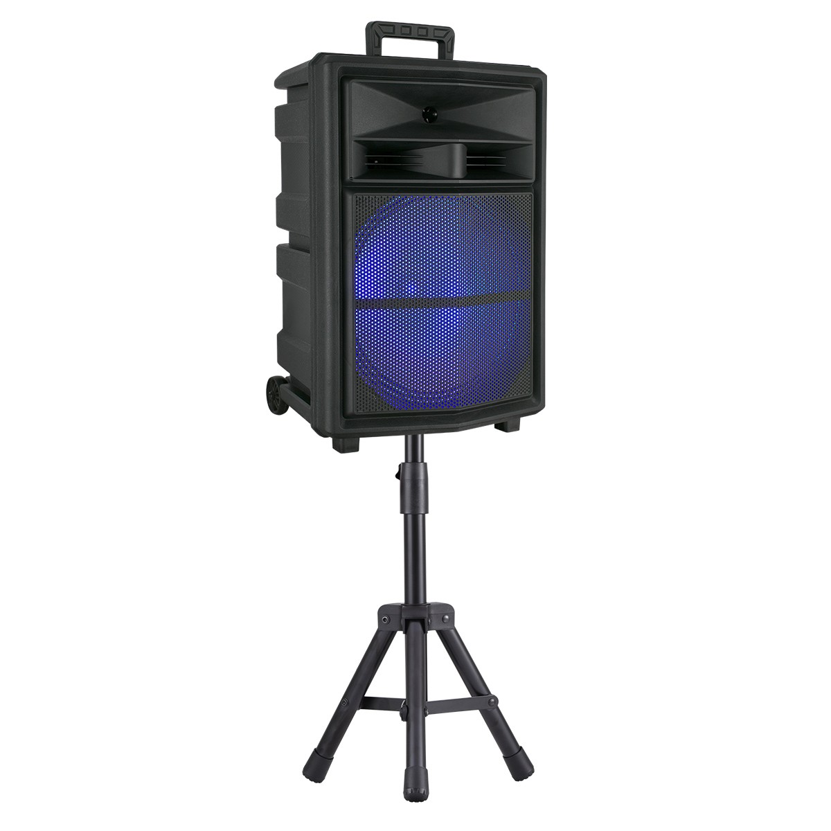 15" 10000W Bluetooth Party Speaker with Heavy Bass LED Lights Wireless Mic Stand