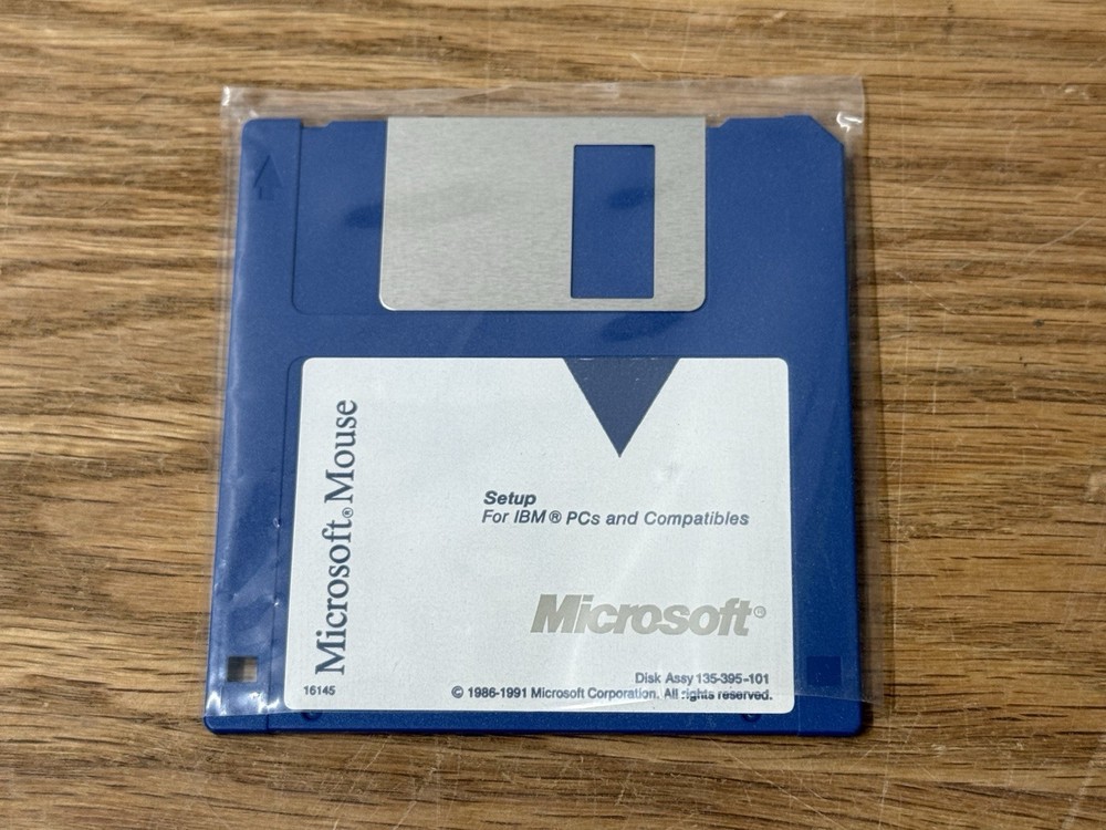 Microsoft Mouse Setup 3.5 Floppy Disk Software IBM PC Vintage 1991