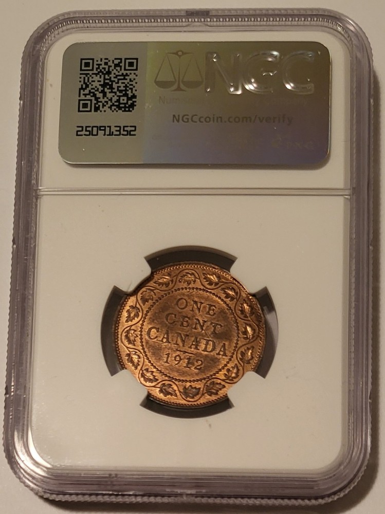 Canada George V 1912 Large Cent MS63 RB NGC