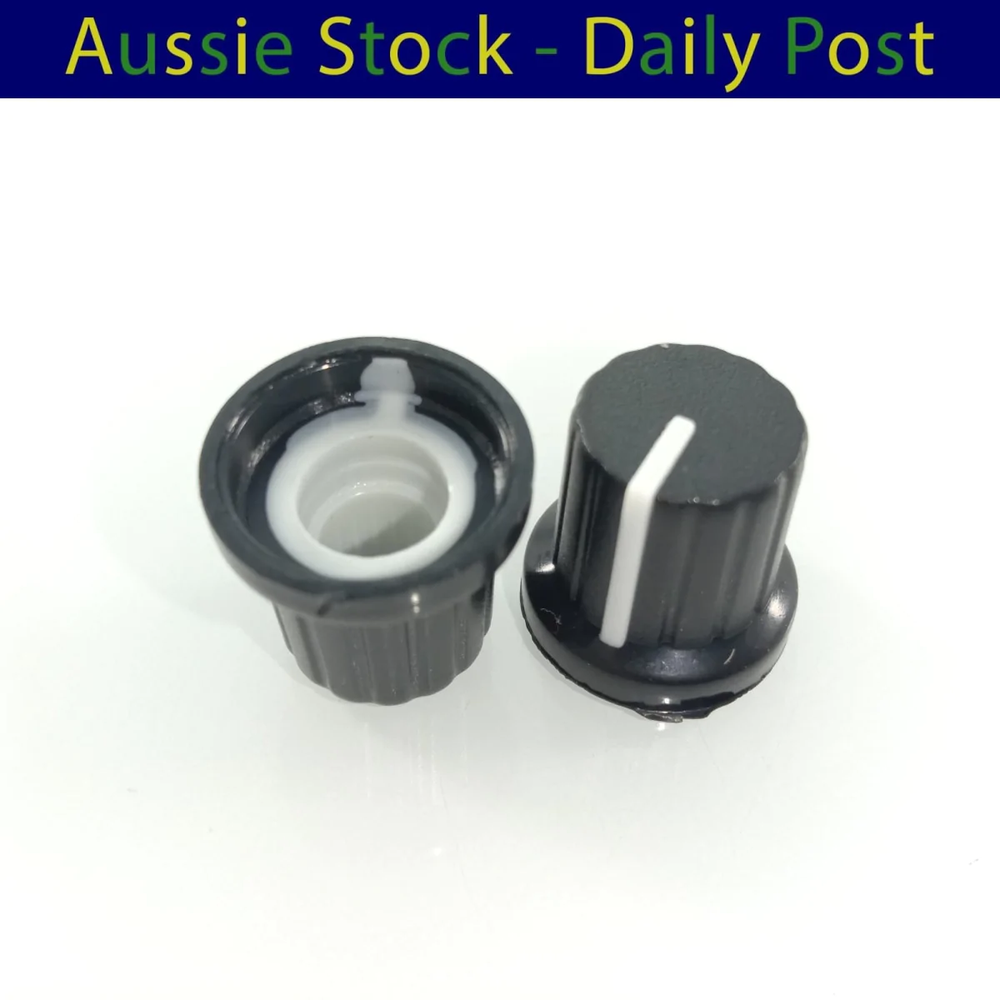 10pcs 6mm Diameter Shaft Hole Plastic Threaded Knurled Potentiometer Knobs Caps