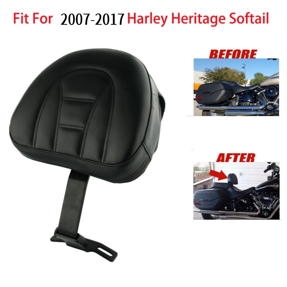Black Plug-In Driver Rider Backrest Pad For 2007-2017 Harley Heritage Softail