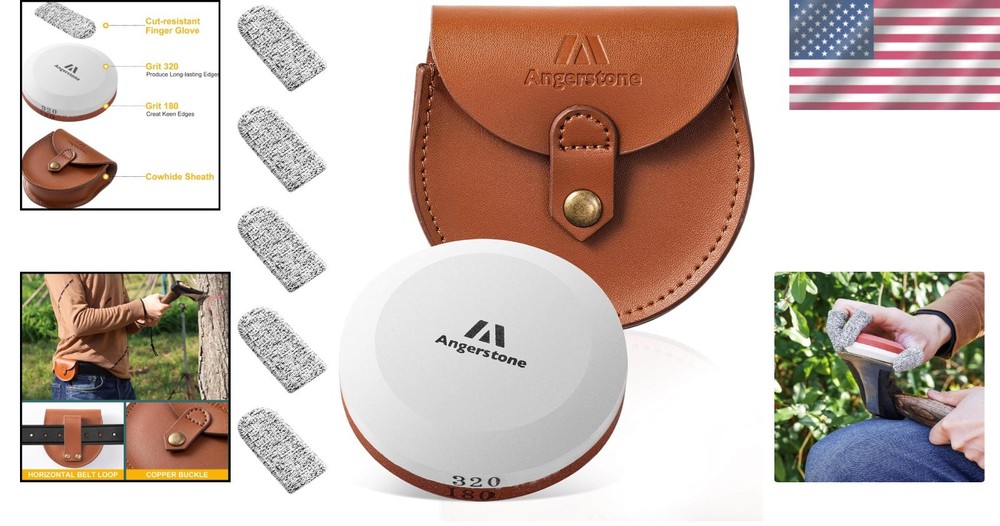 Angerstone Axe Sharpener - Multipurpose Axe/hatchet Sharpening Stone - Whetstone