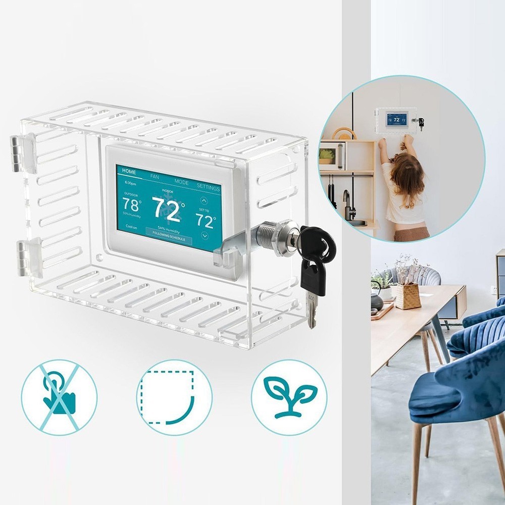 Transparent Thermostat Lock Box with Keys for Enhanced Security Features