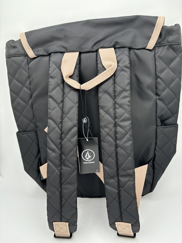 Volcom Moonstone Mini Quilt Backpack Black W/Tan Trim NWT