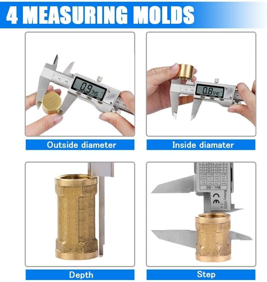 Stainless Steel Digital Caliper Zero Setting Button Differential Measurement