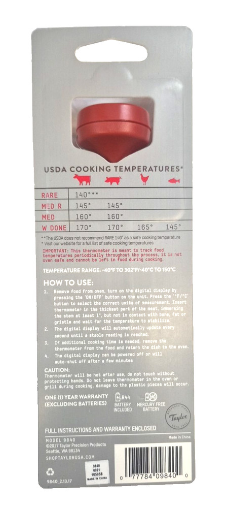 Instant Read Pocket Thermometer Digital. 9840 NEW