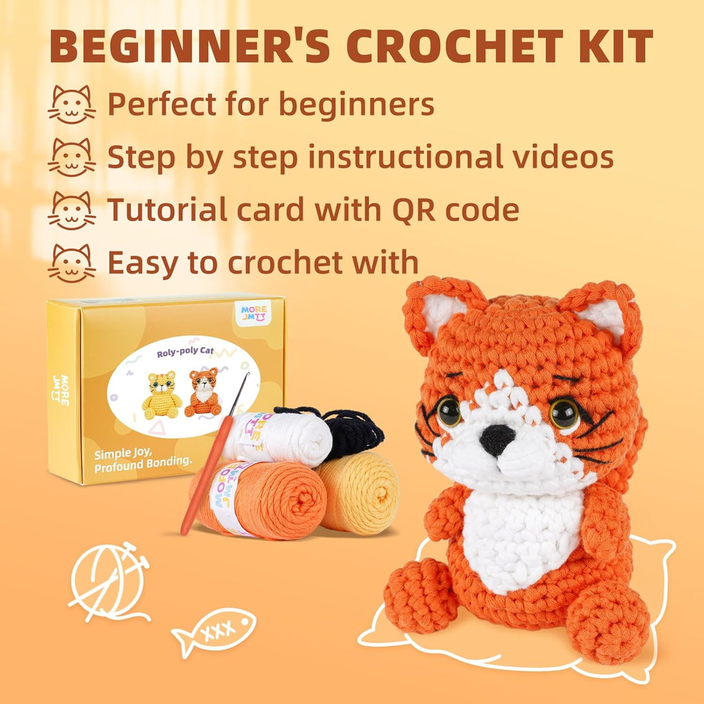 Crochet Kit for Beginners, Learn to Crochet, Include Easy Knitting Soft Yarn, St