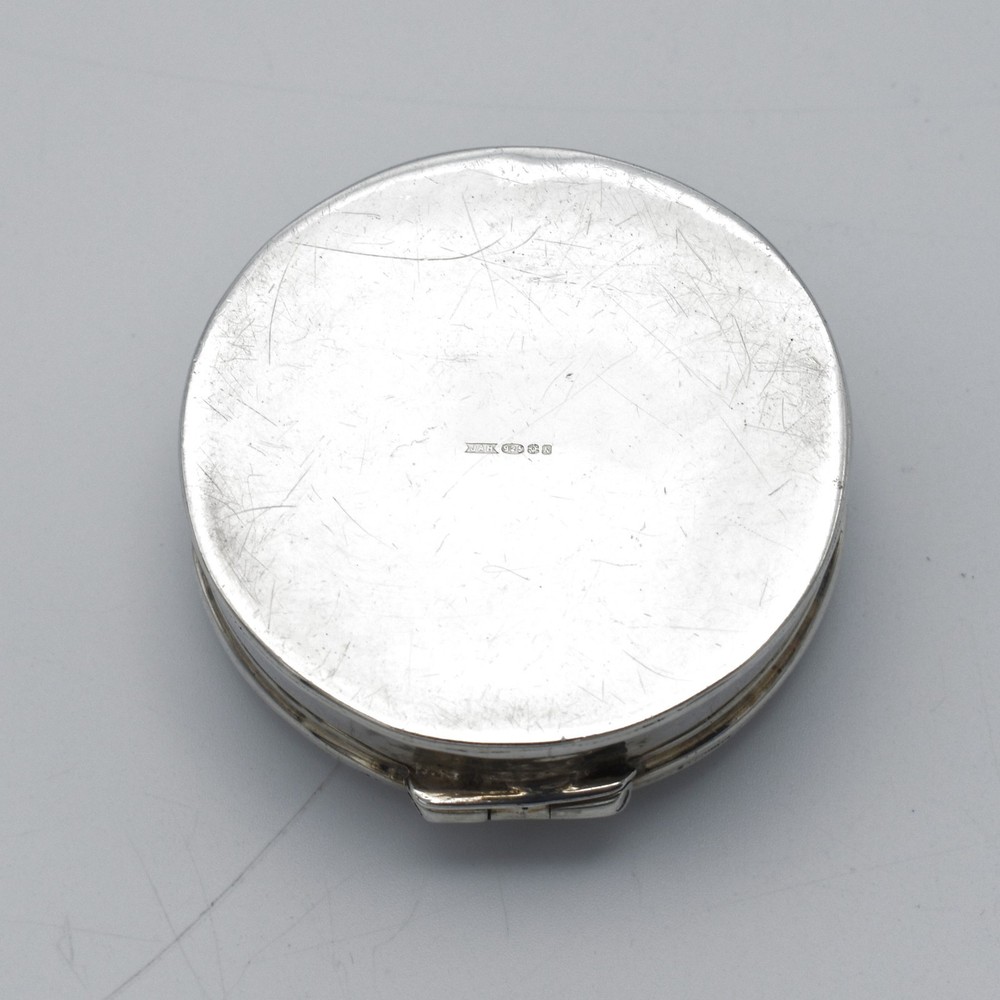 Modern Solid Sterling Silver Pill Pot Box 1990 Circular Hinged Lid 925
