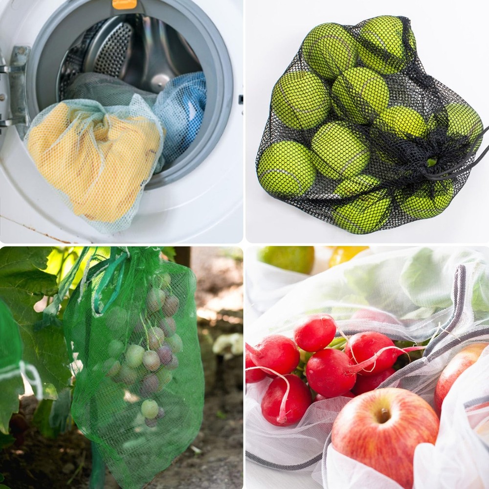 PLULON 12 Pcs Mesh Bag Drawstring Laundry 13 x 15.5 Inch, Multicolor