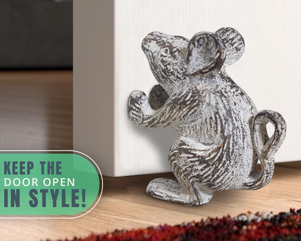 Comfify Cast Iron Mouse Door Stop – One Vintage Rustic Large, Antique White
