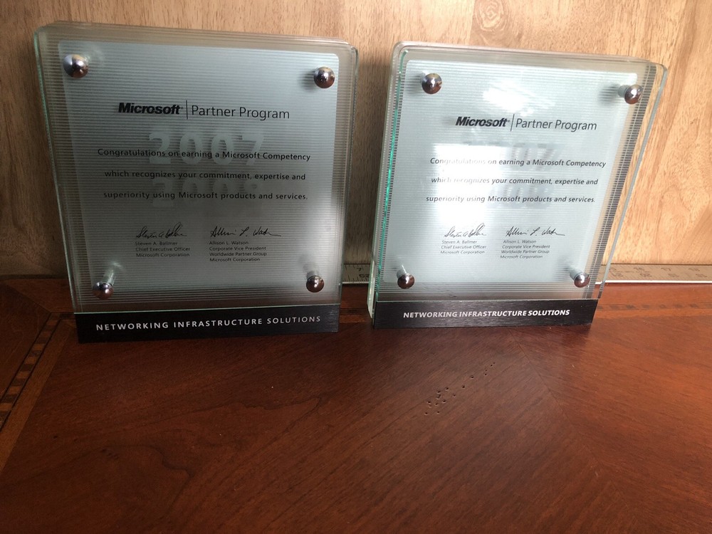 VTG 2007 -08 Microsoft Networking Solutions Ballmer Watson Computer PLAQUE Award