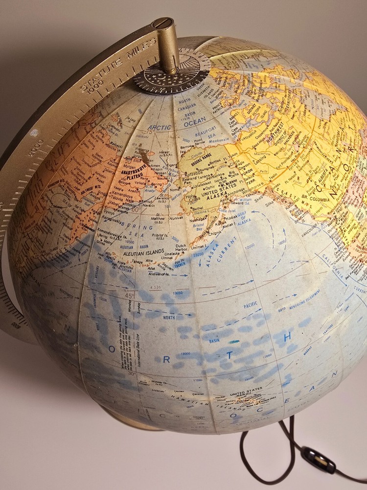 Vintage Replogle Comprehensive Globe Illuminated/Lighted 12" Library Globe USSR